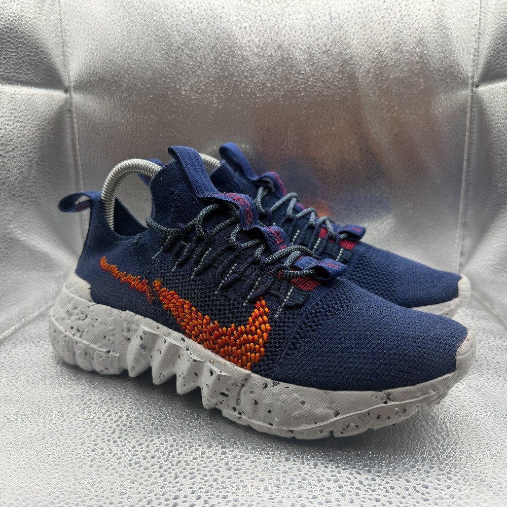 Size 7 Nike Space Hippie 01 Navy Blue Orange Mens Lightweight Shoes DN0010-400